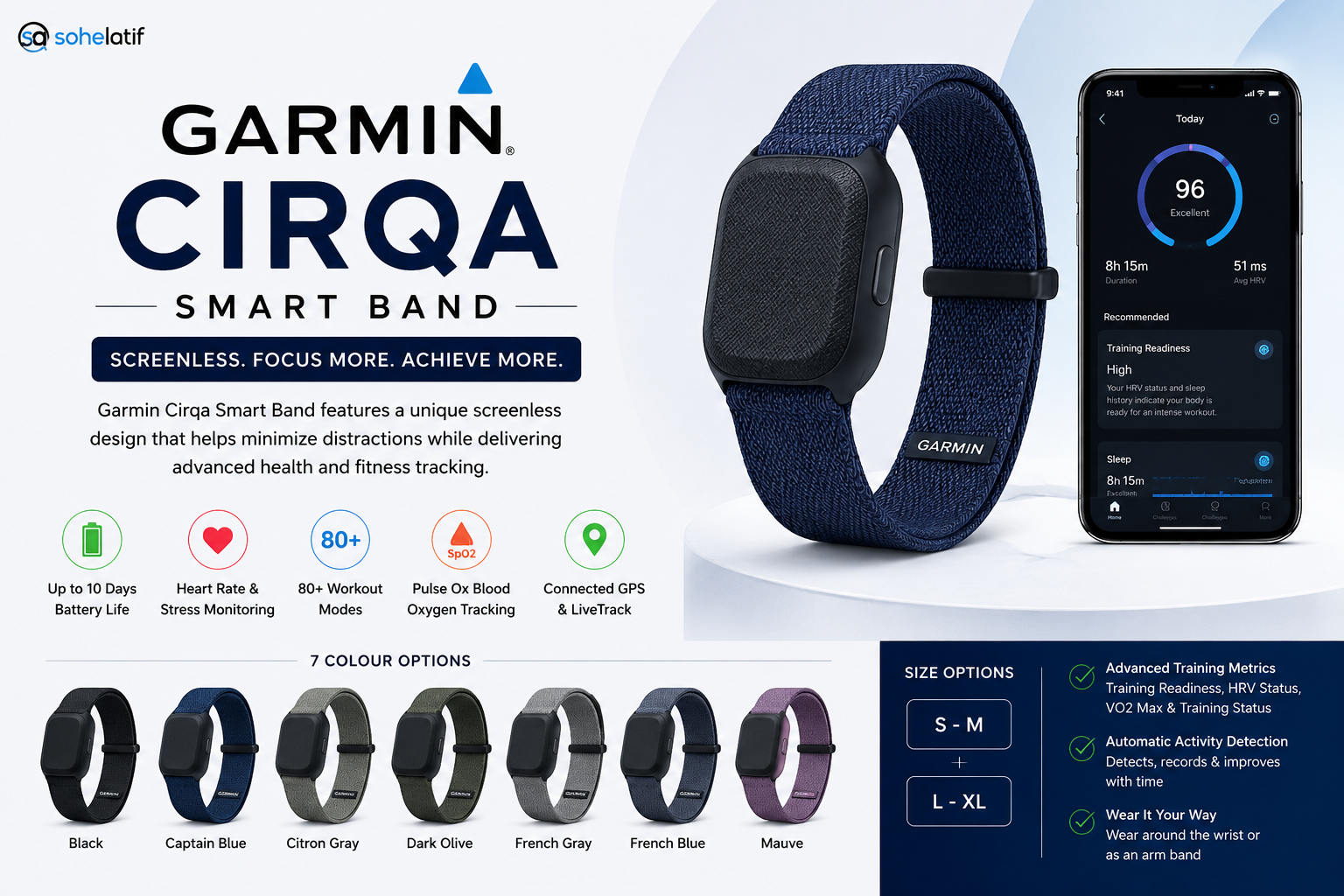 Garmin Cirqa Smart Band Launched in India With 10-Day Battery Life and Advanced Health Tracking
